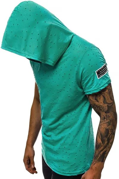Зеленая футболка с капюшоном Ripped Detail 3069 MADMEXT