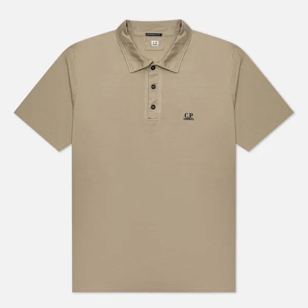 Мужское поло C.P. Company 70/2 Mercerized Jersey Twisted Logo бежевый, Размер XXXL