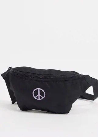 Черная сумка-кошелек на пояс с вышивкой в виде пацифика ASOS DESIGN-Черный
