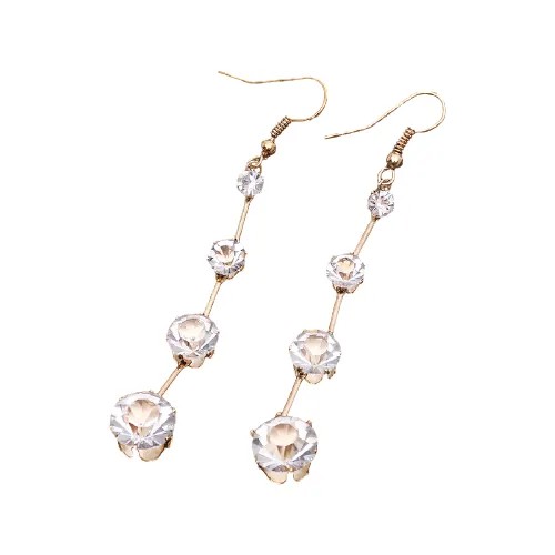 Серьги цепочки Queen Fair, стекло, белый, золотой