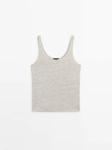 Майка из 100% льна Massimo Dutti, серый