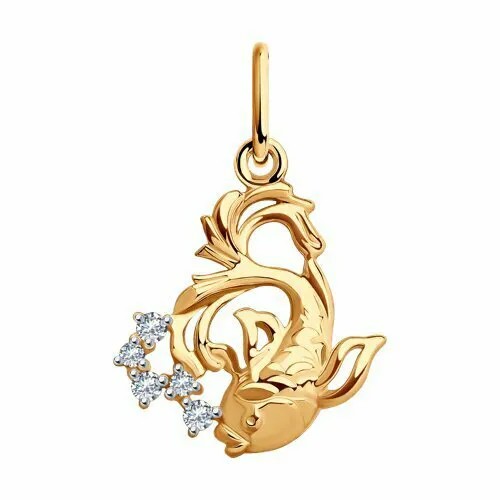 Подвеска GOLD CENTER, красное золото, 585 проба, фианит