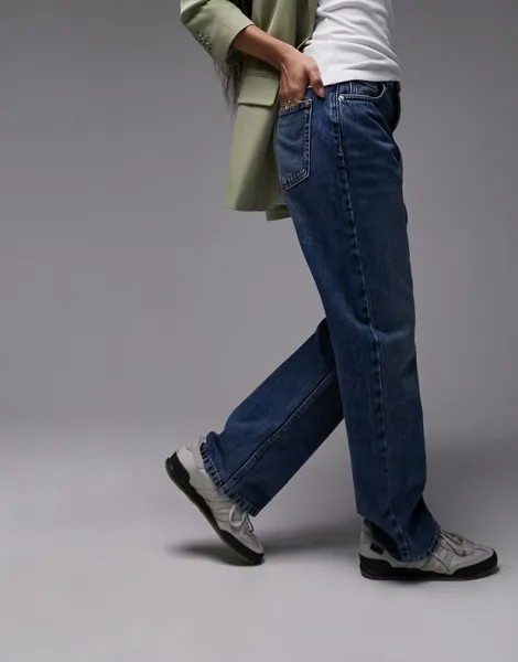 Синие джинсы прямого кроя Topshop Petite Kort