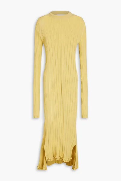Платье миди в рубчик из смесового хлопка 3.1 Phillip Lim, пастельно-желтый