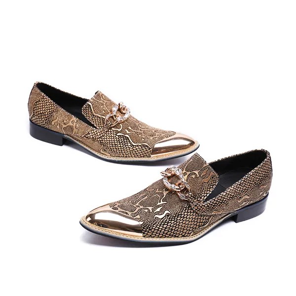Zapatos hombre vestir/модельные туфли золотистого цвета со стальным носком; удобные лоферы из натуральной кожи без шнуровки; деловые мужские туфли-оксфорды