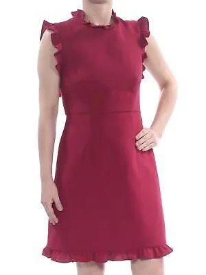 JILL STUART Женское бордовое вечернее платье с короткими рукавами и воротником-стойкой 2