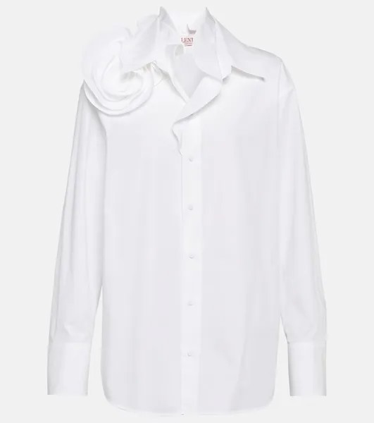 Рубашка из хлопкового поплина с цветочной аппликацией Valentino, белый