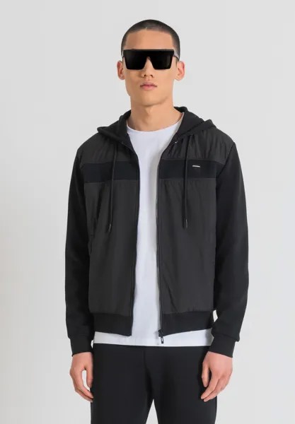 Толстовка на молнии Regular Fit With Contrast And Logo Patch Antony Morato, черная
