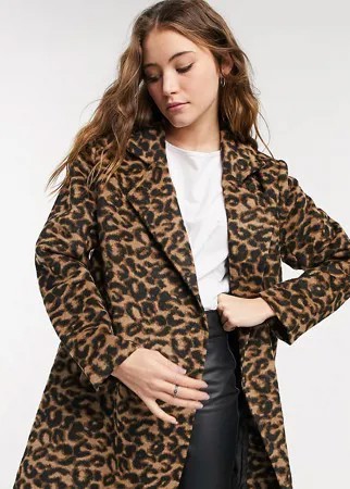 Классическое пальто с леопардовым принтом Wednesday's Girl-Коричневый
