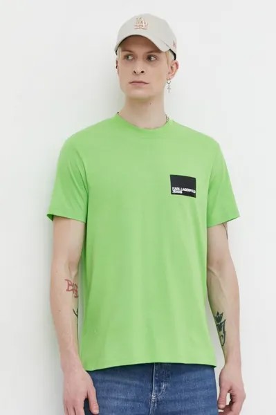 Хлопковая футболка Karl Lagerfeld Jeans, зеленый