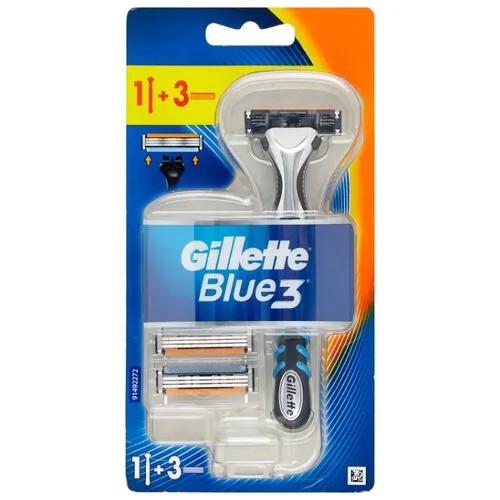 Бритвенный станок Gillette Blue3, сменные кассеты 3 шт.