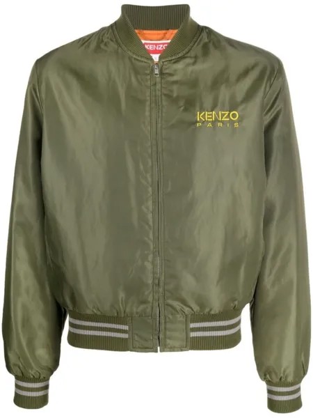 Kenzo бомбер с вышитым логотипом, зеленый