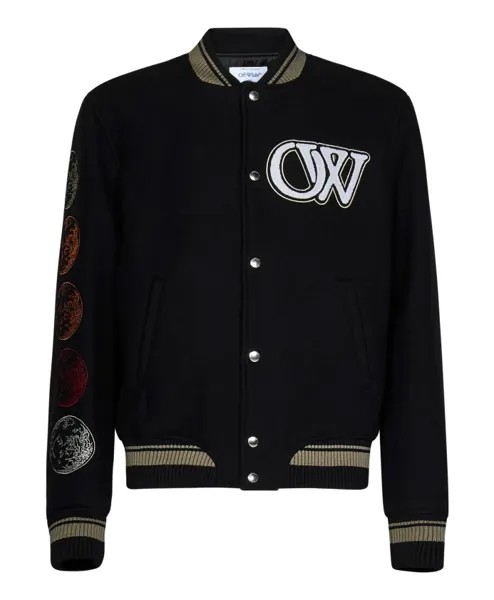 Пальто Бомбер вязки R в рубчик с лунным мотивом Off White, черный