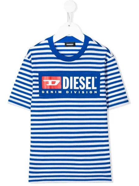 Diesel Kids полосатая футболка с логотипом
