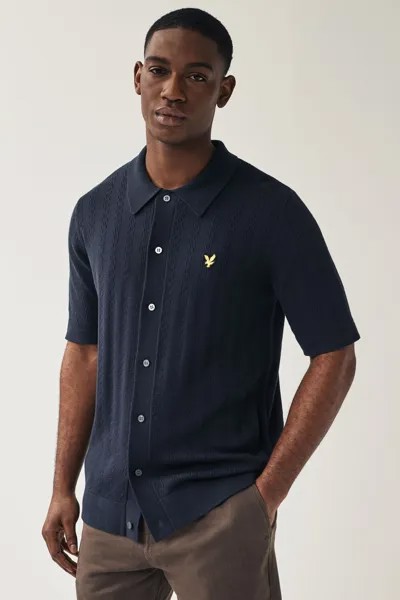 Рубашка-Поло из фактурного трикотажа Lyle & Scott, синий