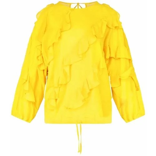 Блуза  Hache, классический стиль, длинный рукав, размер 42, желтый