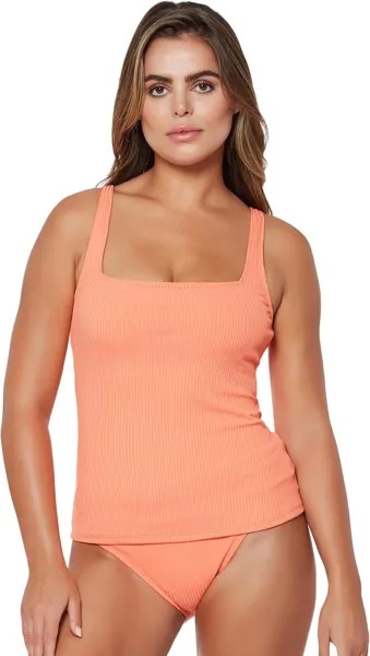 Купальный топ Bleu Rod Beattie Walk The Line Square Neck Tankini Top, цвет Coral Chic