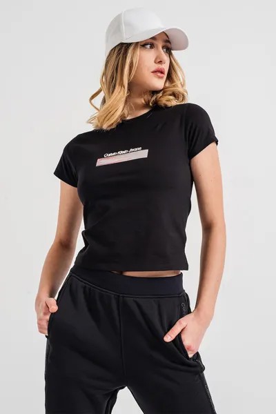Короткая футболка с логотипом Calvin Klein Jeans, черный