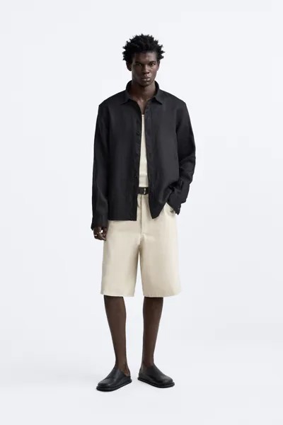 Джинсовые шорты с принтом ZARA, ваниль