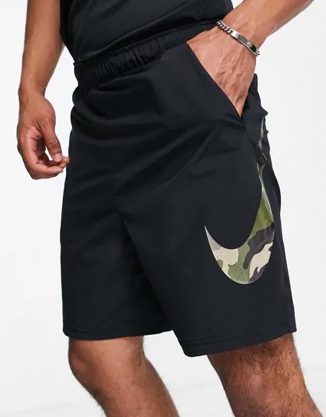 Черные трикотажные шорты Nike Training Camo Flex-Черный цвет