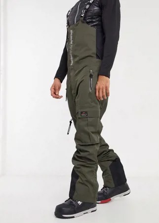 Горнолыжные брюки темного цвета хаки с подтяжками Surfanic Blackjack 10k-10k-Зеленый цвет