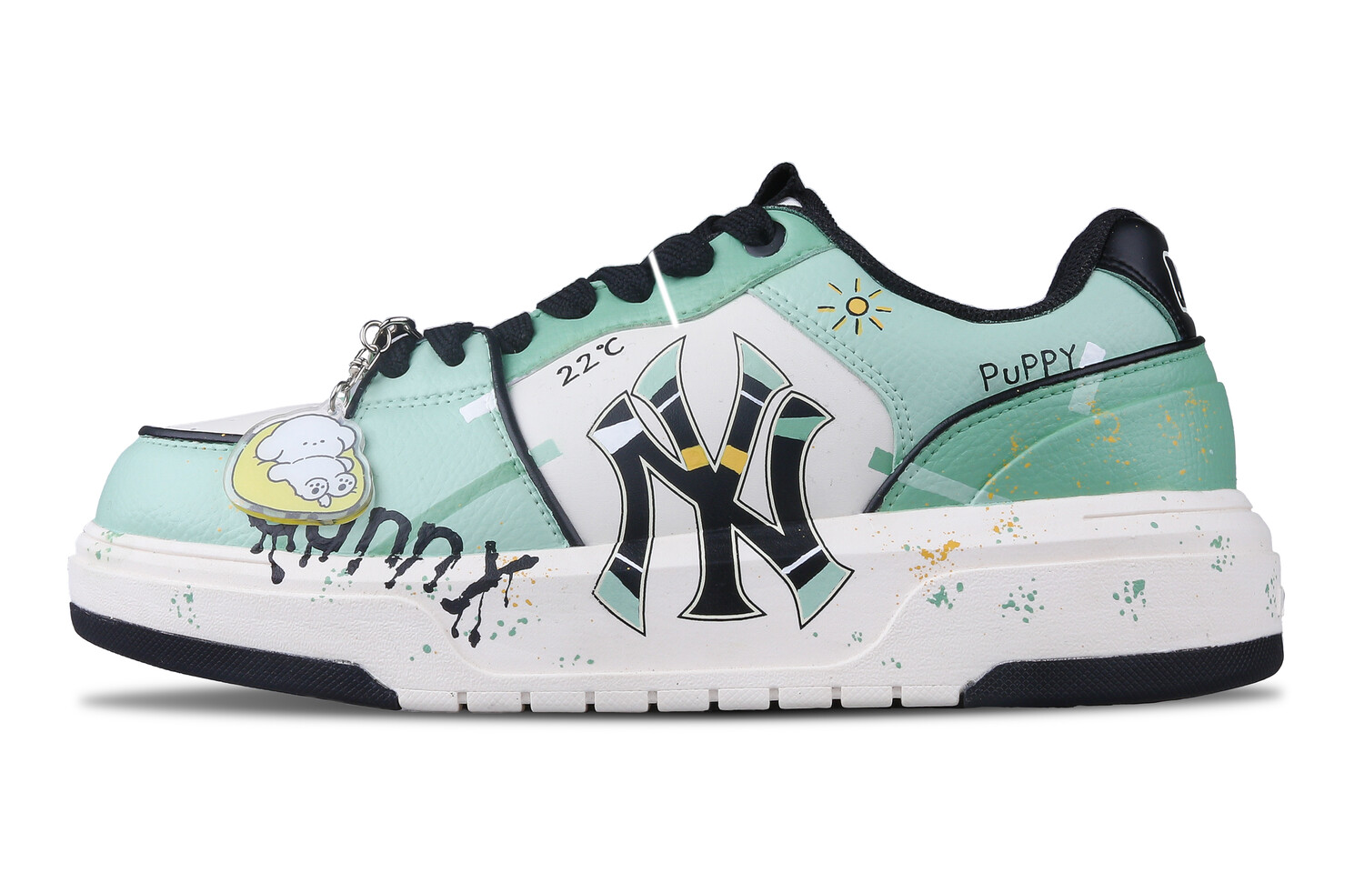 Кроссовки MLB Chunky Liner Skateboarding Shoes Unisex Low-top Off-white, светло-зеленый