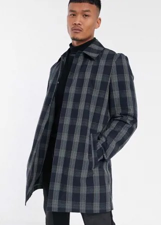 Синий тренч в клетку ASOS DESIGN-Темно-синий