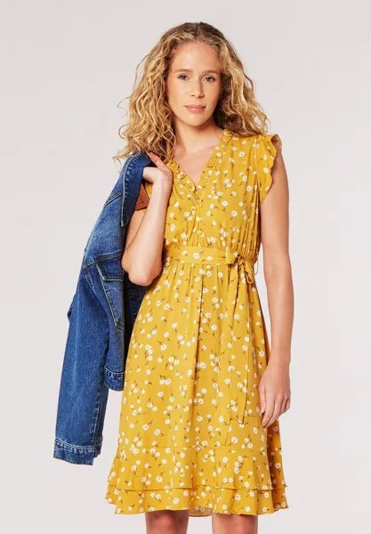 Платье-рубашка Daisy Ditsy Mini Apricot, цвет mustard
