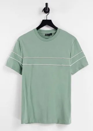 Зеленая футболка с контрастным кантом ASOS DESIGN-Зеленый цвет