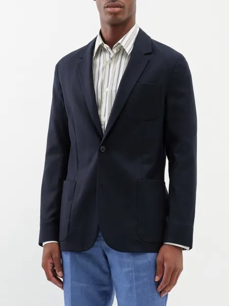 Однобортный костюмный пиджак из смесовой шерсти Paul Smith, синий