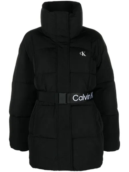 Calvin Klein Jeans пуховик с поясом, черный