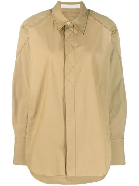 Dion Lee куртка-рубашка с контрастной строчкой, нейтральный цвет
