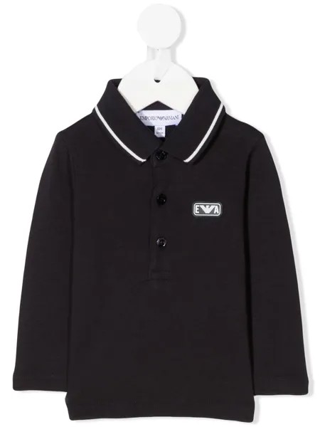 Emporio Armani Kids рубашка поло с длинными рукавами и нашивкой-логотипом