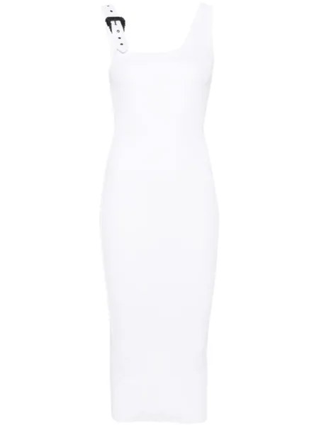 Платье миди в рубчик Versace Jeans Couture, белый