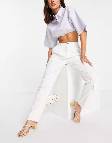 Кремово-белые джинсы с карманами и вставками по бокам ASOS DESIGN-Белый