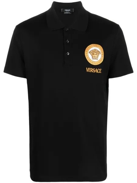 Versace рубашка поло с вышивкой Medusa, черный
