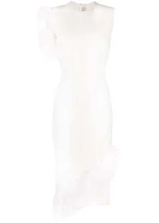 Christopher Kane платье асимметричного кроя с перьями