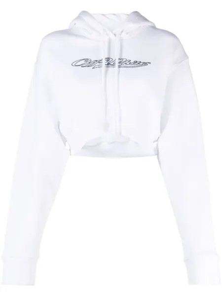 Off-White укороченное худи Bling, белый
