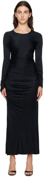 Черное платье макси MSGM с круглым вырезом