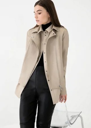 Кожаная куртка женская ZARINA 1123452132 бежевая 44