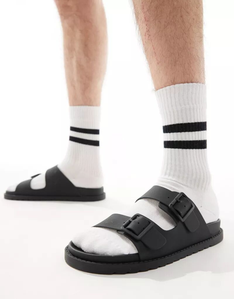 Черные сандалии с ремешками Pull&Bear