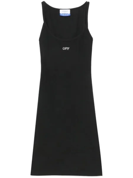 Off-White платье мини в рубчик с вышивкой Off, черный