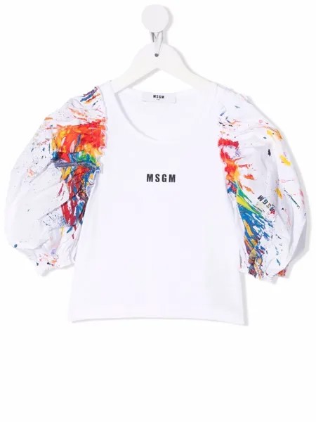 MSGM Kids футболка с эффектом разбрызганной краски