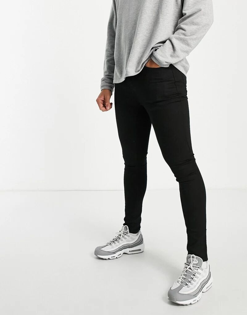 Черные суперузкие джинсы Topman