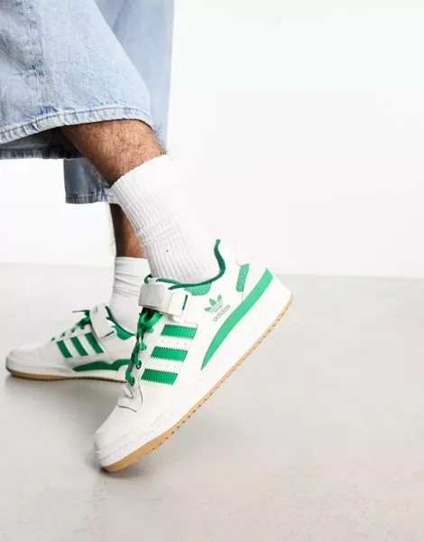 Бело-зеленые кроссовки adidas Originals Forum Low