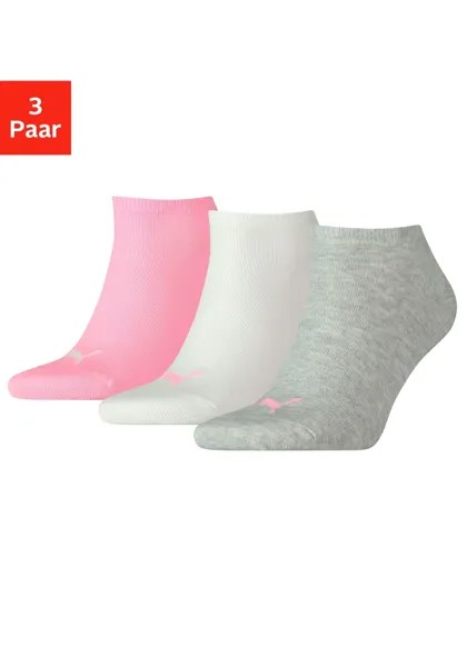 Носки-кеды PUMA (3 шт.) с вязаным логотипом бренда, белый