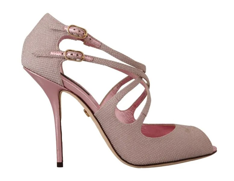 DOLCE - GABBANA Shoes Розовые босоножки на каблуке с блестками и ремешками, EU39 /US8,5 Рекомендуемая розничная цена 1400 долларов США