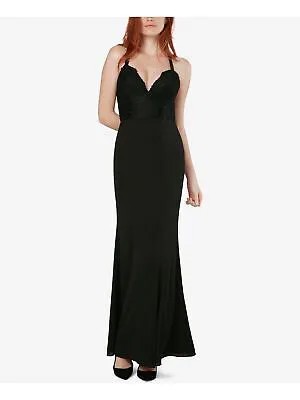Женское черное вечернее платье FAME AND PARTNERS без рукавов с V-образным вырезом 12