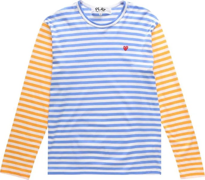 Футболка Comme des Garçons PLAY Bi-Color Striped Long-Sleeve T-Shirt 'Blue/Yellow', синий