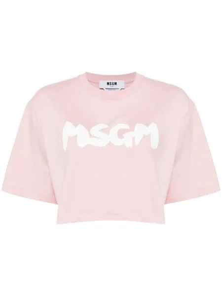 MSGM укороченная футболка с логотипом, розовый